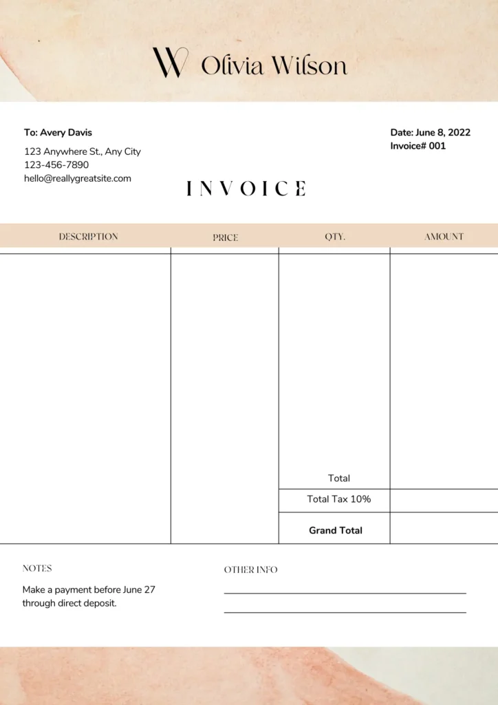 invoice in excel format